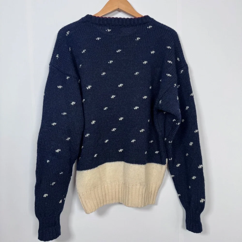 90s Boston Traders Wool Ski Intarsia Sweater Men L Winter Grandpa Old Money Gorp